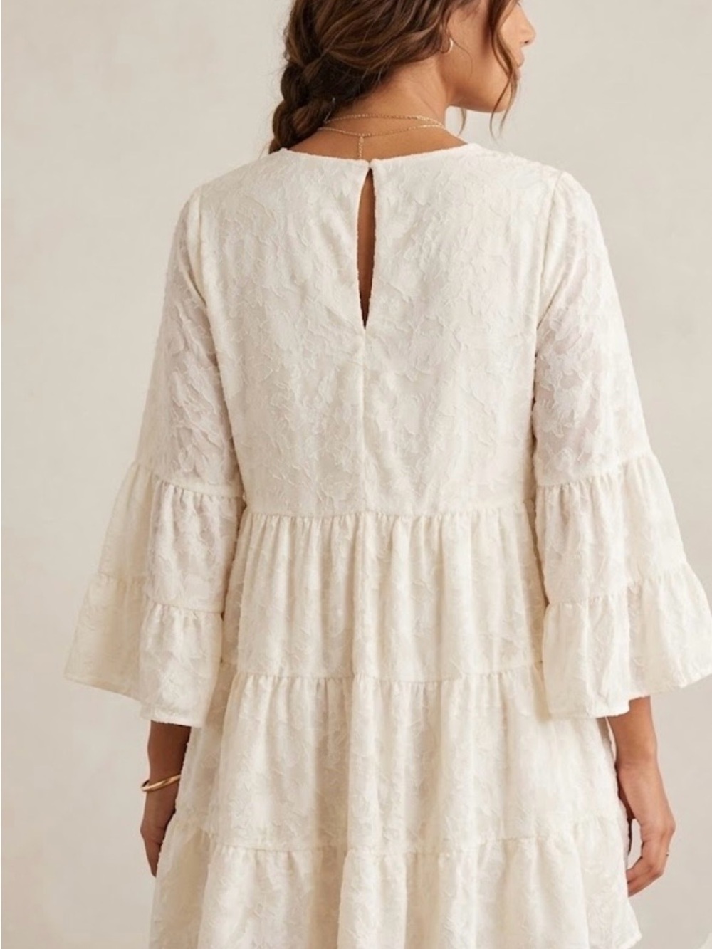 ARULA Ivory Lace Tiered Maxi Dress size L